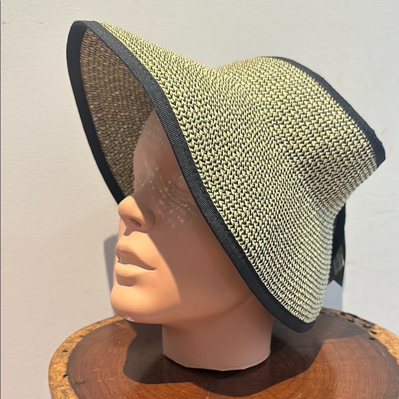 San Diego Hat Company Packable Sun Hat Black and Cream Ultra Braid NEW - Picture 4 of 6